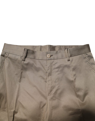 Dolce & Gabbana Brown Cotton Formal Men Slim Pants