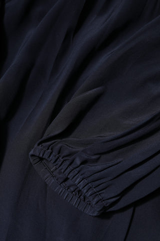 Dolce & Gabbana Blue Silk Mock Neck Long Sleeves Blouse Top