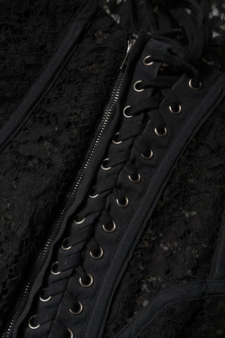 Dolce & Gabbana Black Cotton Floral Lace Corset Bustier Top