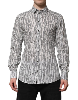 Dolce & Gabbana White Floral Print Casual Long Sleeves Shirt
