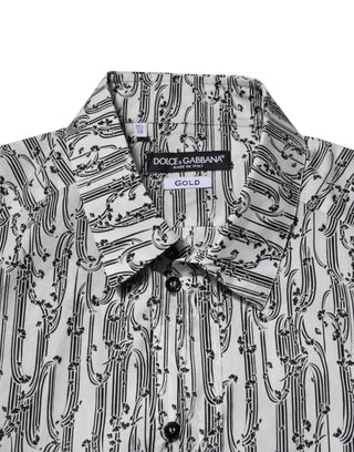 Dolce & Gabbana White Floral Print Casual Long Sleeves Shirt