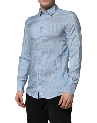 Dolce & Gabbana Blue Striped MARTINI Long Sleeves Dress Shirt