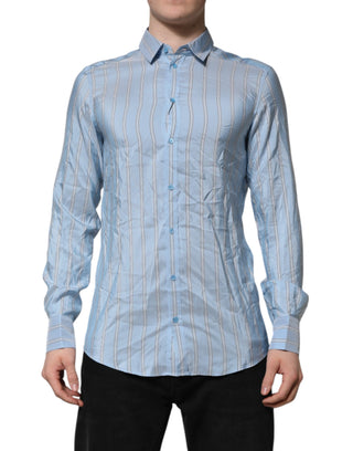 Dolce & Gabbana Blue Striped MARTINI Long Sleeve Dress Shirt