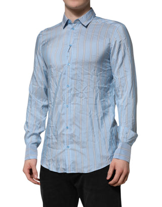 Dolce & Gabbana Blue Striped MARTINI Long Sleeve Dress Shirt