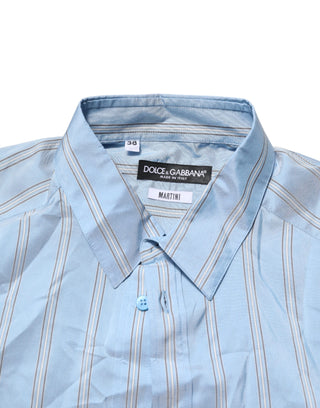 Dolce & Gabbana Blue Striped MARTINI Long Sleeves Dress Shirt