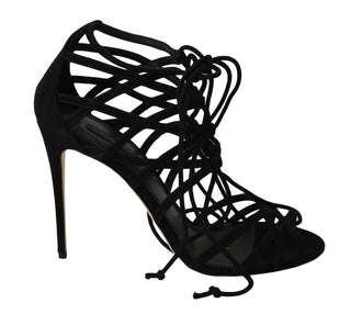 Dolce & Gabbana Elegant Black Suede Gladiator Stilettos