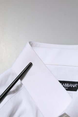 Dolce & Gabbana White Cotton MARTINI Long Sleeve Dress Shirt