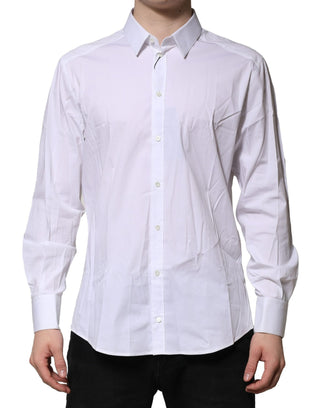 Dolce & Gabbana White Cotton GOLD Long Sleeves Dress Shirt