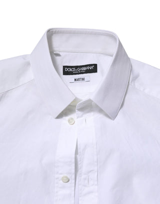 Dolce & Gabbana White Cotton MARTINI Long Sleeve Dress Shirt