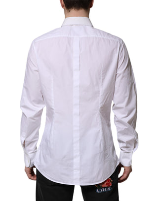 Dolce & Gabbana White Cotton GOLD Long Sleeves Dress Shirt