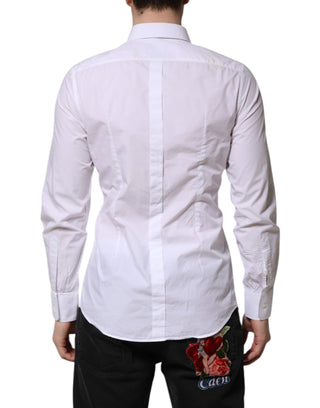 Dolce & Gabbana White Cotton GOLD Long Sleeves Dress Shirt