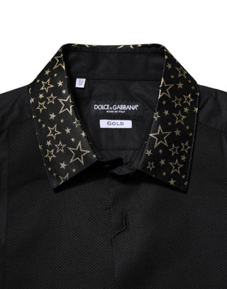 Dolce & Gabbana Black Cotton GOLD Long Sleeves Dress Shirt