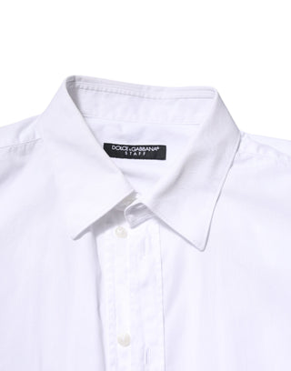 Dolce & Gabbana White Cotton STAFF Long Sleeves Formal Shirt