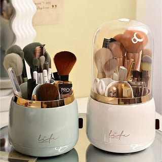 Transparent Cosmetic Storage Bucket 360 Degree Rotating Makeup Brush Organizer Box Eyebrow Pencil Holder Eyeshadow Brush Barrel 