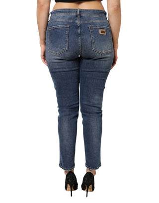 Dolce & Gabbana Blue Washed Cotton Low Waist Denim Jeans