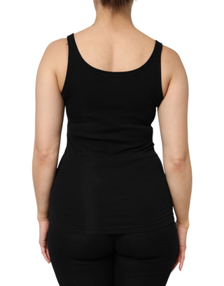 Dolce & Gabbana Black Cotton Stretch Sleeveless Women Tank Top