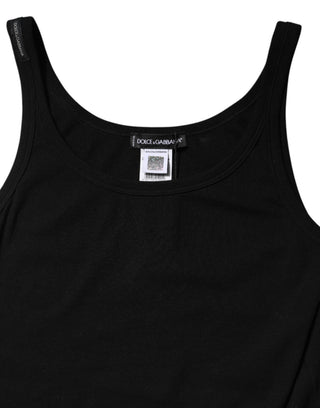 Dolce & Gabbana Black Cotton Stretch Sleeveless Women Tank Top