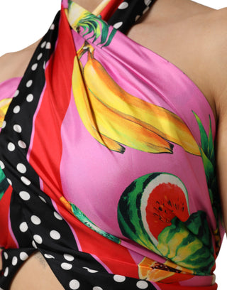 Dolce & Gabbana Multicolor Halter Party Evening Cropped Top