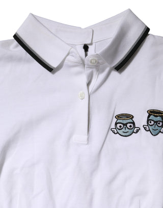 Dolce & Gabbana White Cotton Short Sleeves Collared Polo Top