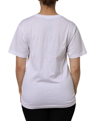 Dolce & Gabbana White Cotton Short Sleeve V-Neck Top T-shirt