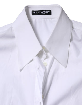 Dolce & Gabbana White Cotton Collared Shirt Long Sleeve Top