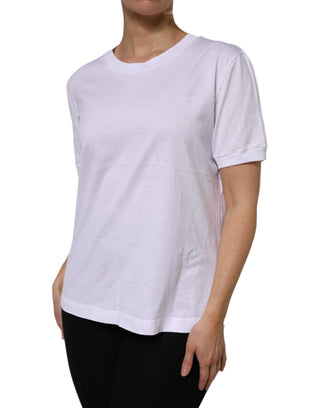 Dolce & Gabbana White Cotton Short Sleeve Round Neck T-shirt