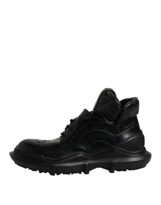 Dolce & Gabbana Black Leather Casual Mens Ankle Boots Shoes