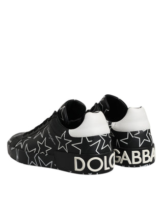 Dolce & Gabbana Black White Stars Low Top Men Sneakers Shoes