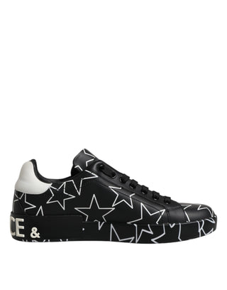 Dolce & Gabbana Black White Stars Low Top Men Sneakers Shoes