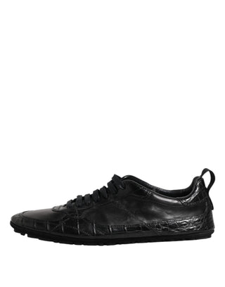 Dolce & Gabbana Black Exotic Leather Low Top Sneakers Shoes