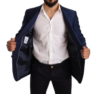 Dolce & Gabbana Blue MARTINI Wool Slim Fit Coat Blazer