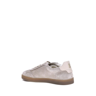 Brunello Cucinelli Beige Calf Leather Bos Taurus Low Top Sneakers