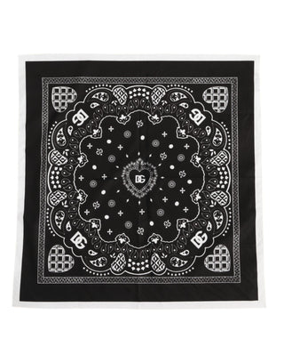 Dolce & Gabbana Black White Bandana Square Men Foulard Scarf