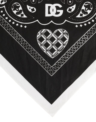 Dolce & Gabbana Black White Bandana Square Men Foulard Scarf