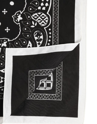 Dolce & Gabbana Black White Bandana Square Men Foulard Scarf