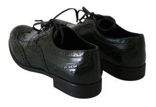 Dolce &amp; Gabbana Elegant Green Brogues Oxford Wingtip Flats