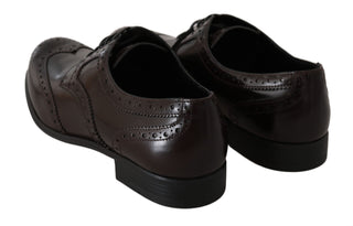 Dolce &amp; Gabbana Elegant Brown Leather Oxford Flats