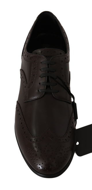 Dolce &amp; Gabbana Elegant Brown Leather Oxford Flats