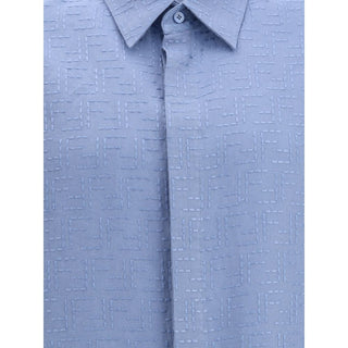 Fendi Light Blue Linen Shortsleeve Shirt
