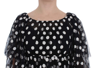 Dolce &amp; Gabbana Elegant Polka Dotted Ruffled Dress