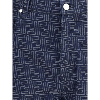 Fendi Blue Cotton Bermuda Shorts