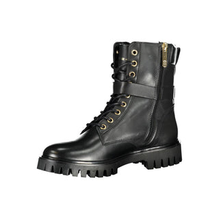Tommy Hilfiger Black Leather Women Boot