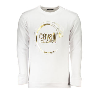 Cavalli Class White Cotton Sweatshirt