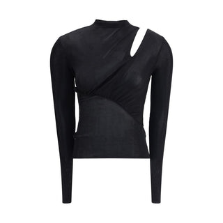 Self-Portrait Black Viscose Top