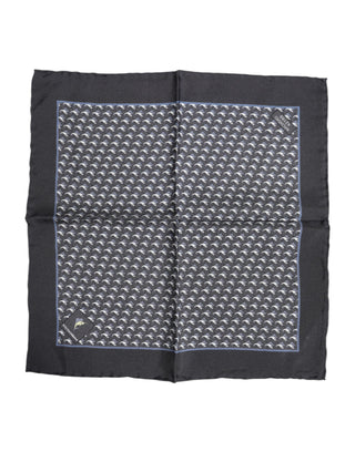 Dolce & Gabbana Black Fish Print Silk Square Men Foulard Scarf