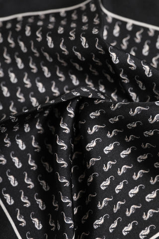 Dolce & Gabbana Black Sea Horse Silk Square Men Foulard Scarf