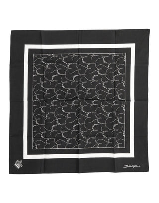 Dolce & Gabbana Black White Printed Square Foulard Scarf