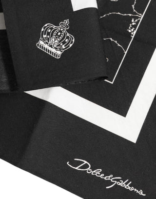 Dolce & Gabbana Black White Printed Square Foulard Scarf