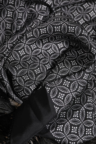 Dolce & Gabbana Black Patterned Fringes Men Foulard Scarf