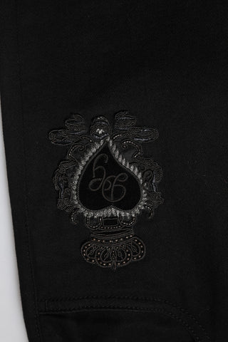Dolce & Gabbana Black Cotton Embroidery Slim Fit Denim Jeans